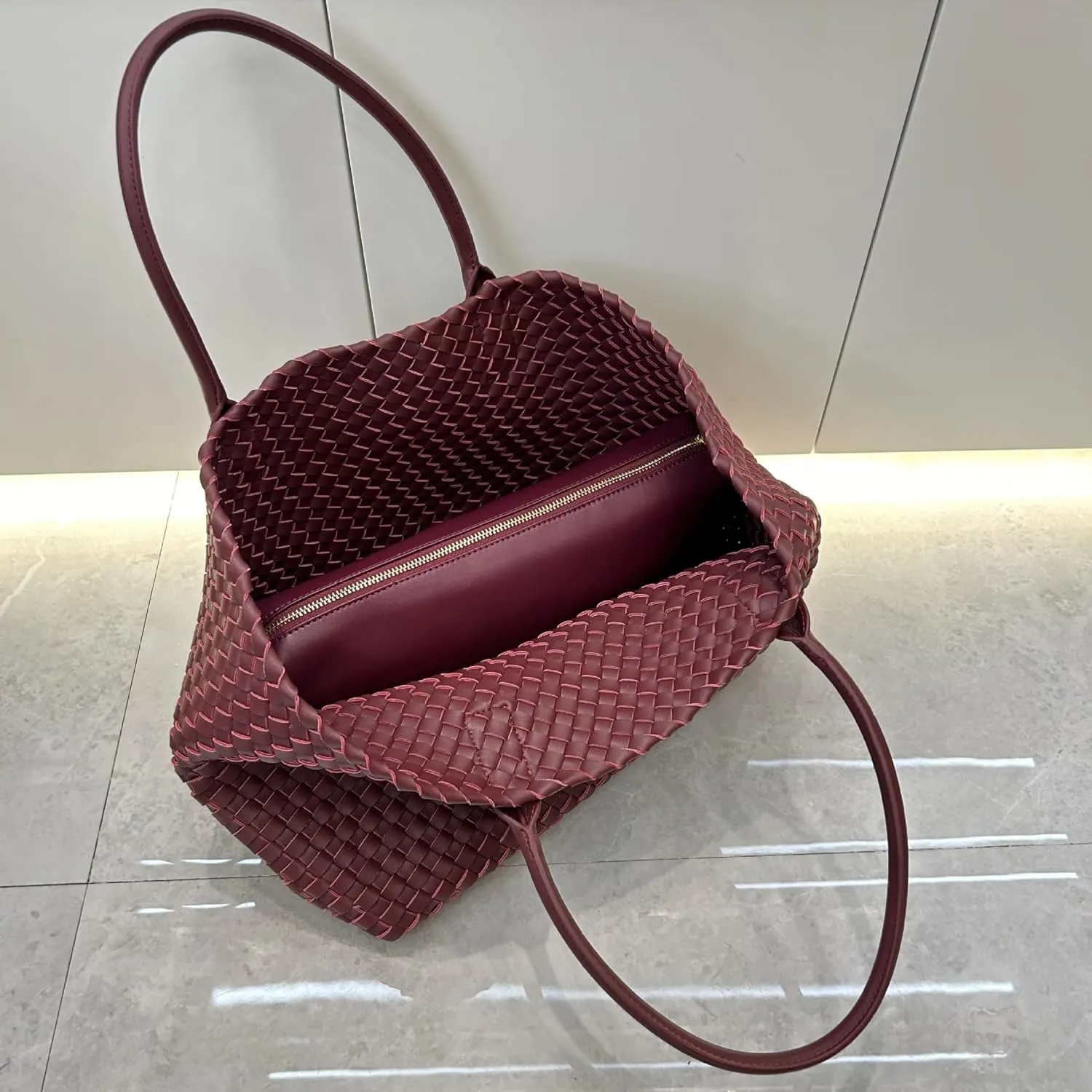 Elegant Woven Leather Tote Large Capacity Shopper Bag, Perfect Travel Handbag & Stylish Purses Women Tote Bag