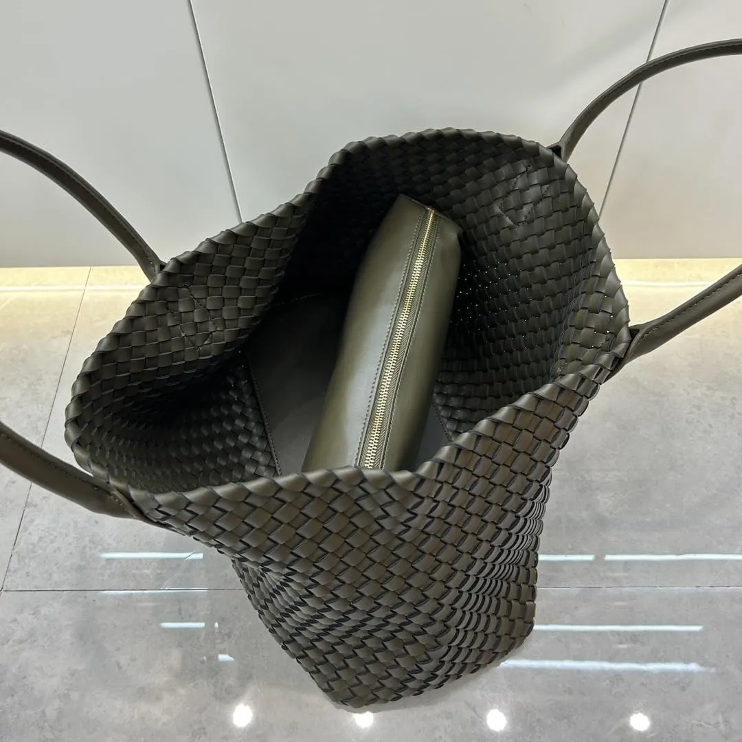 Elegant Woven Leather Tote Large Capacity Shopper Bag, Perfect Travel Handbag & Stylish Purses Women Tote Bag