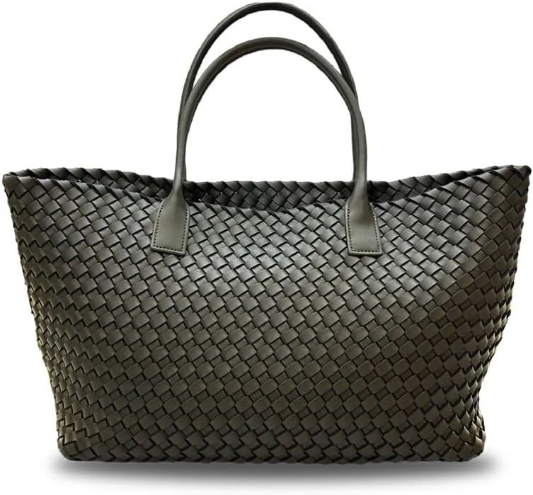 Elegant Woven Leather Tote Large Capacity Shopper Bag, Perfect Travel Handbag & Stylish Purses Women Tote Bag