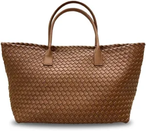 Elegant Woven Leather Tote Large Capacity Shopper Bag, Perfect Travel Handbag & Stylish Purses Women Tote Bag