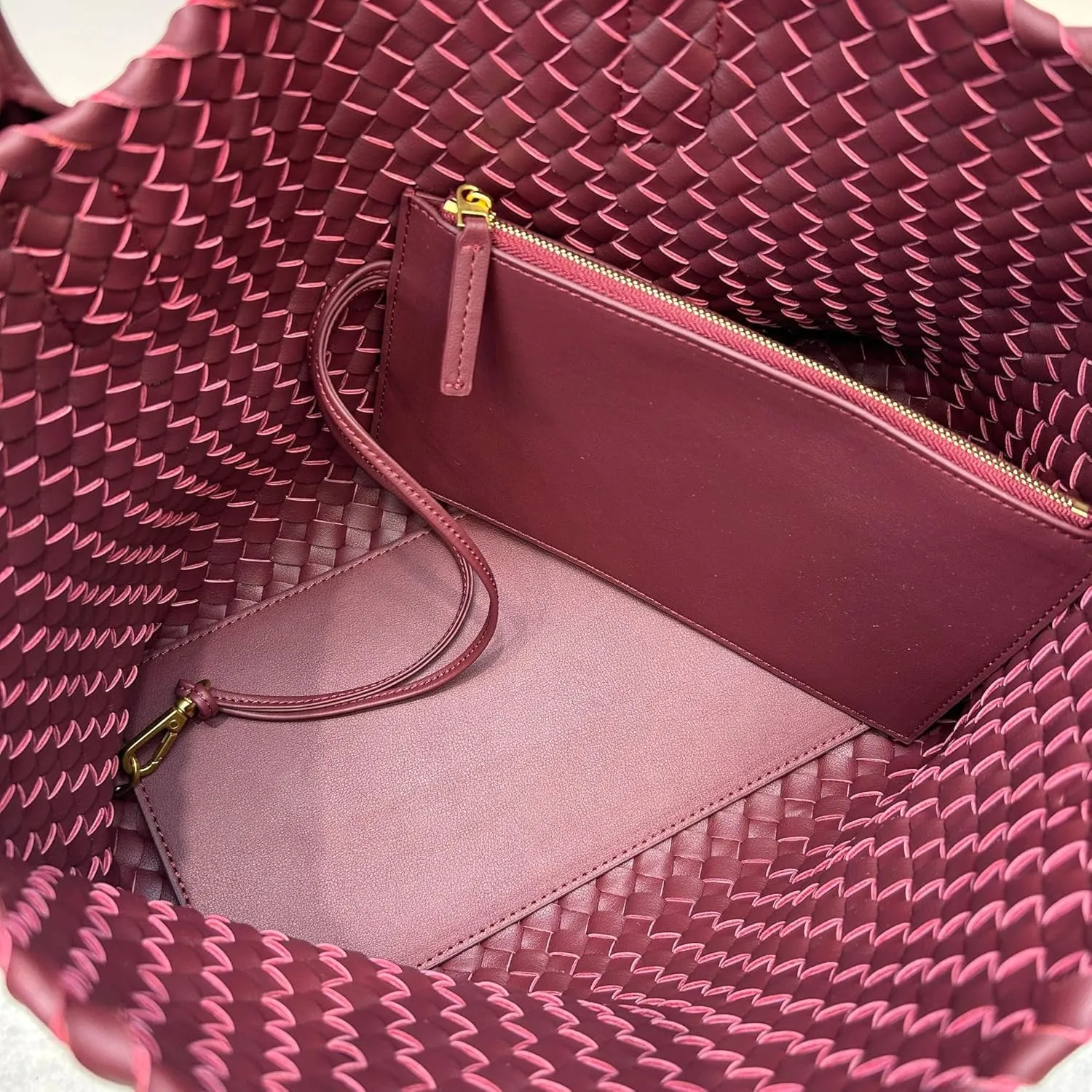 Elegant Woven Leather Tote Large Capacity Shopper Bag, Perfect Travel Handbag & Stylish Purses Women Tote Bag