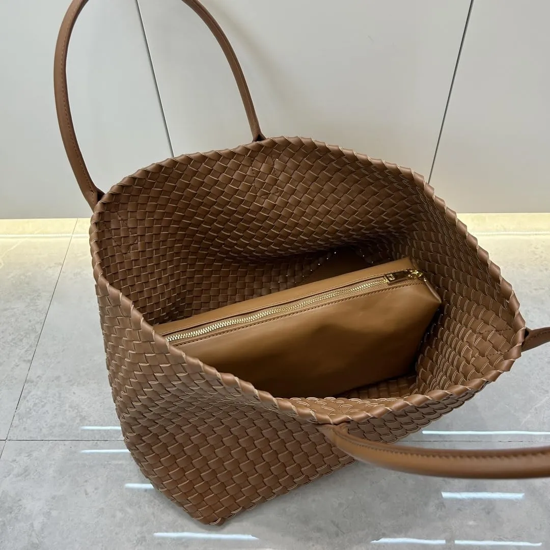 Elegant Woven Leather Tote Large Capacity Shopper Bag, Perfect Travel Handbag & Stylish Purses Women Tote Bag