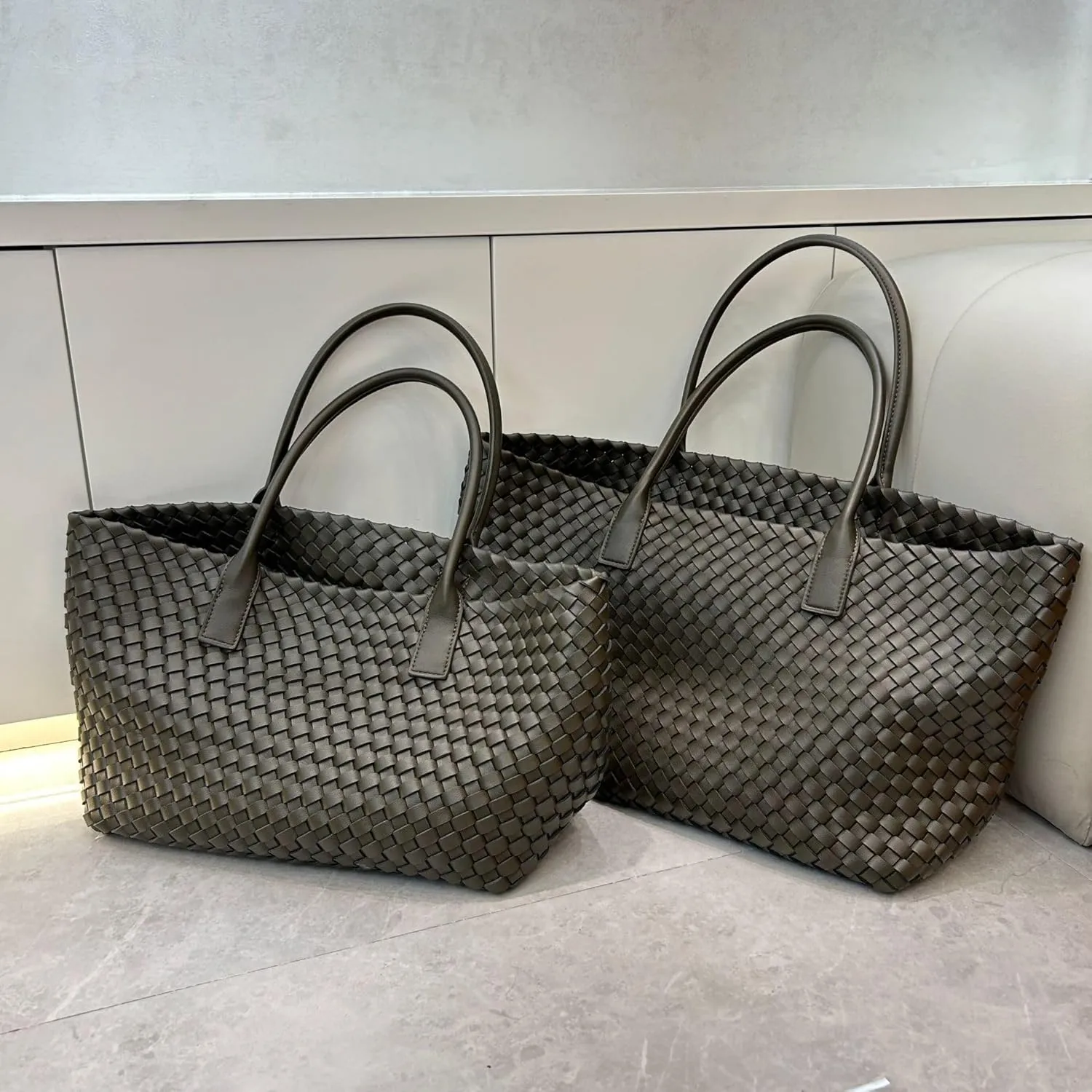 Elegant Woven Leather Tote Large Capacity Shopper Bag, Perfect Travel Handbag & Stylish Purses Women Tote Bag