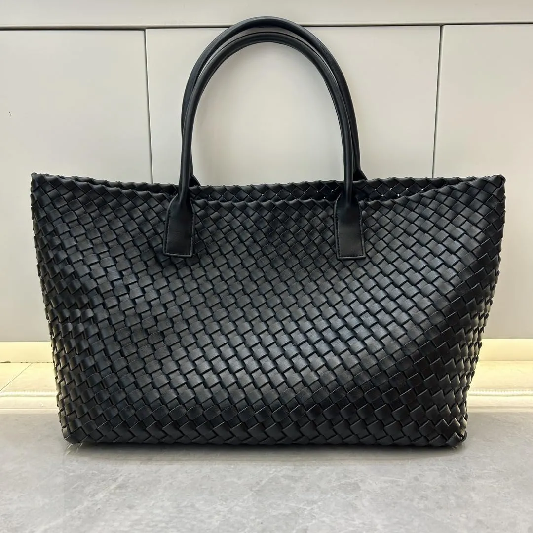 Elegant Woven Leather Tote Large Capacity Shopper Bag, Perfect Travel Handbag & Stylish Purses Women Tote Bag