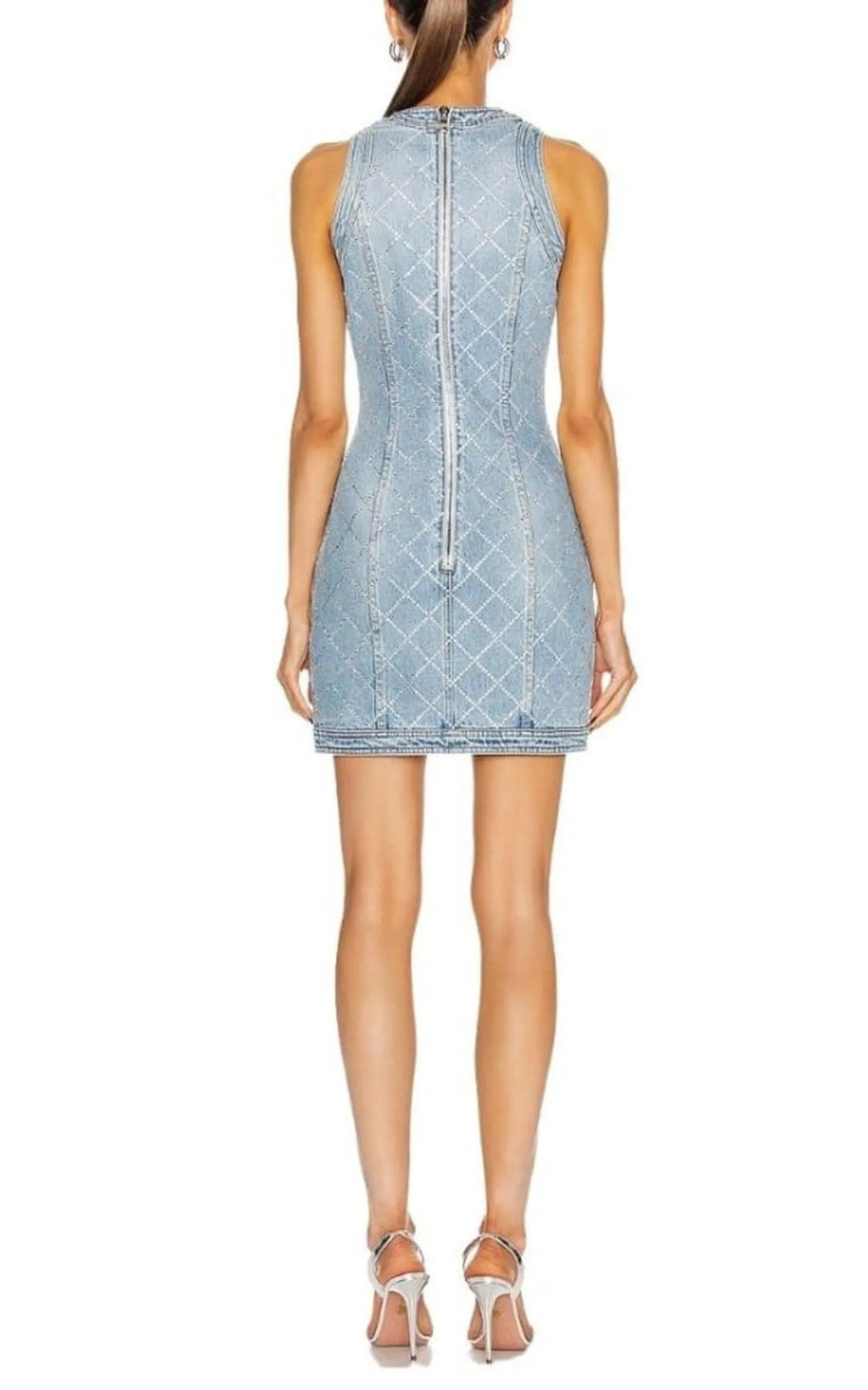 Embellished Denim Mini Dress