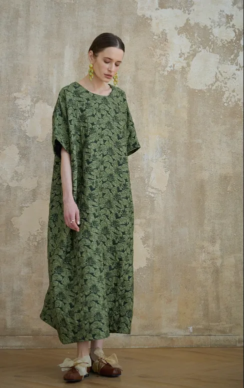 Embossed loose high-end lazy temperament super long robe literary retro dress women caftan