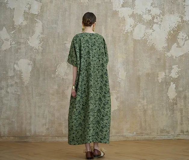 Embossed loose high-end lazy temperament super long robe literary retro dress women caftan