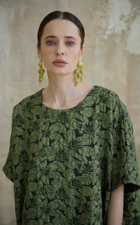 Embossed loose high-end lazy temperament super long robe literary retro dress women caftan