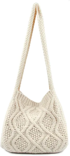 ENBEI Handmade Crochet BagBoho Chic Shoulder Bag, Aesthetic Kinted Bag,Cute Crossbody Bag,Beach, Shoppingor Daily Use