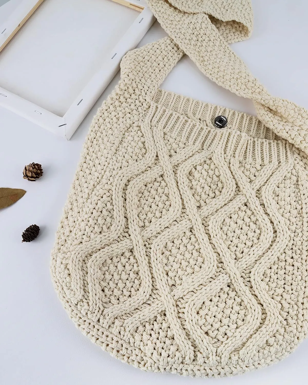 ENBEI Handmade Crochet BagBoho Chic Shoulder Bag, Aesthetic Kinted Bag,Cute Crossbody Bag,Beach, Shoppingor Daily Use