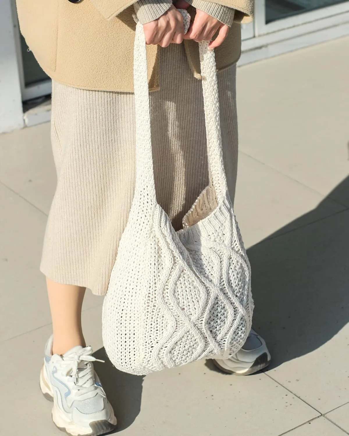 ENBEI Handmade Crochet BagBoho Chic Shoulder Bag, Aesthetic Kinted Bag,Cute Crossbody Bag,Beach, Shoppingor Daily Use
