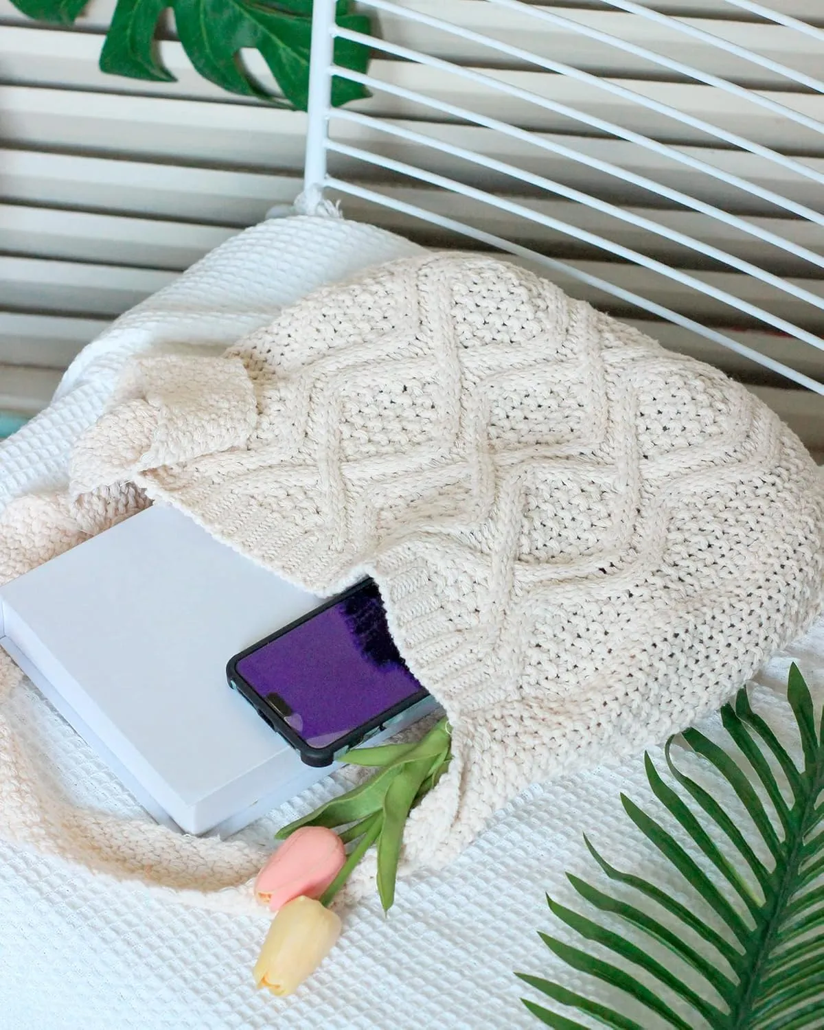 ENBEI Handmade Crochet BagBoho Chic Shoulder Bag, Aesthetic Kinted Bag,Cute Crossbody Bag,Beach, Shoppingor Daily Use