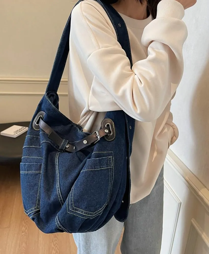 Epsion Denim Shoulder Bag Crossbody Bag for Women Lightweight Large Handbag Casual Retro Messenger Bag 2025