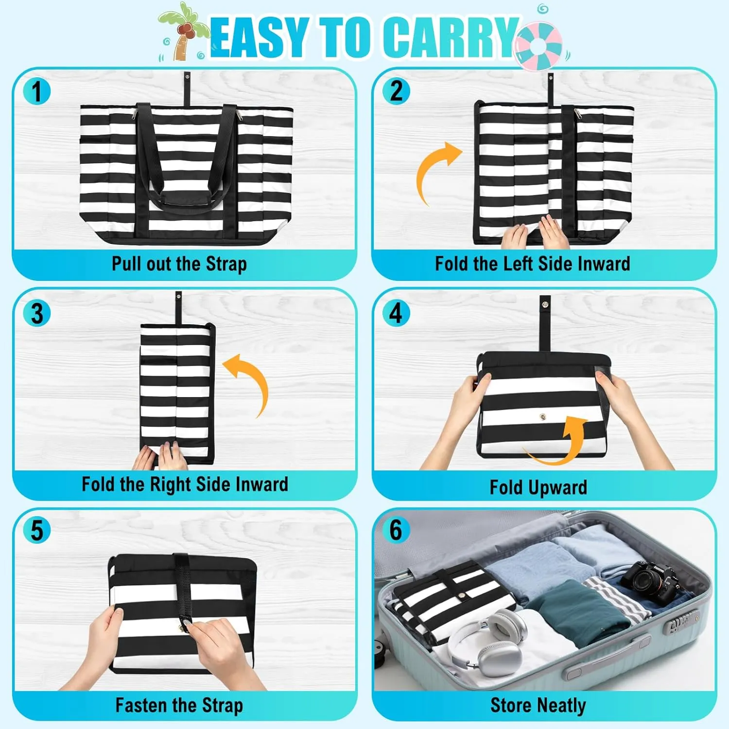 Extra Large Beach Bags for Women, Waterproof Sandproof Beach Tote Bag Foldable Swim Pool Bag with Zipper and Wet Pocket