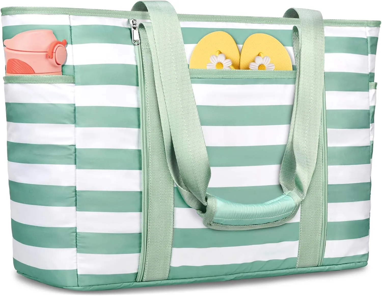 Extra Large Beach Bags for Women, Waterproof Sandproof Beach Tote Bag Foldable Swim Pool Bag with Zipper and Wet Pocket