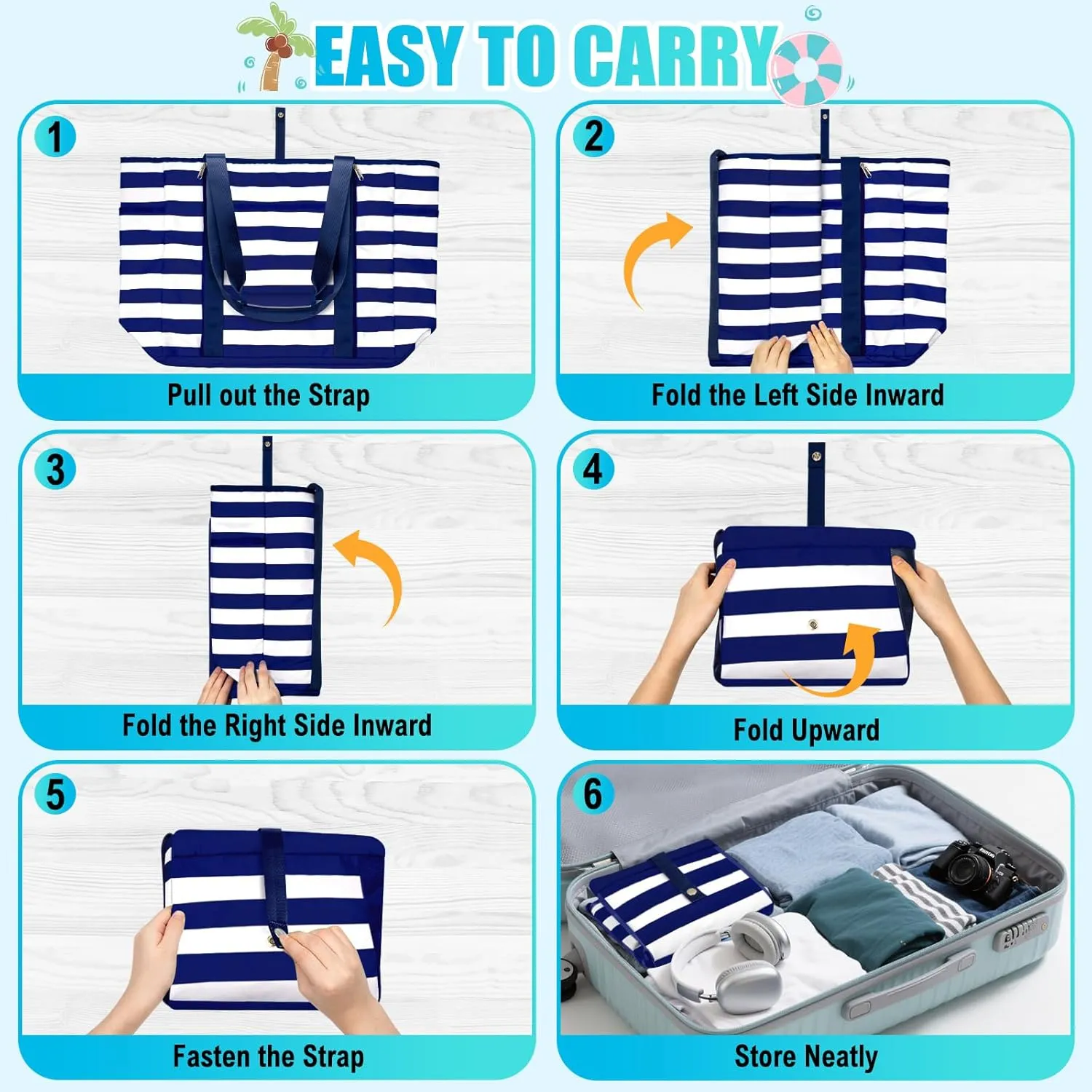 Extra Large Beach Bags for Women, Waterproof Sandproof Beach Tote Bag Foldable Swim Pool Bag with Zipper and Wet Pocket