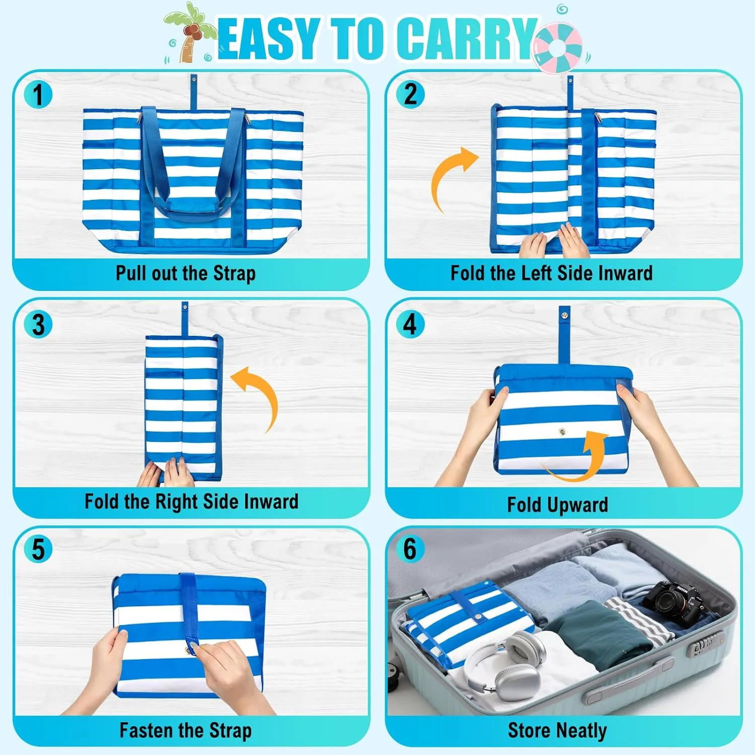 Extra Large Beach Bags for Women, Waterproof Sandproof Beach Tote Bag Foldable Swim Pool Bag with Zipper and Wet Pocket