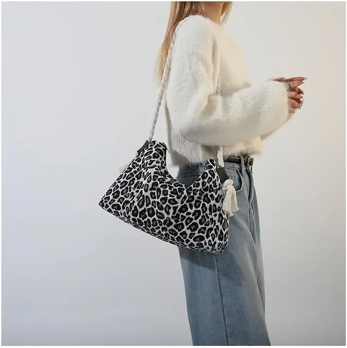 Fashion Cheetah Purses for Women Handbag, y2k Cheetah Handbags Cheetah Print Hobo Ladies Chic Shoulder Bags Purse (Leopard black)