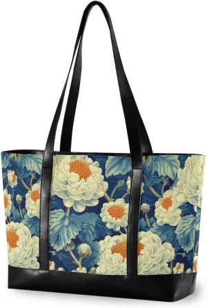 Floral Cauliflower Design Blue White simple bags for women professional with zipper for men with lunch maletin ejecutivo para mujer