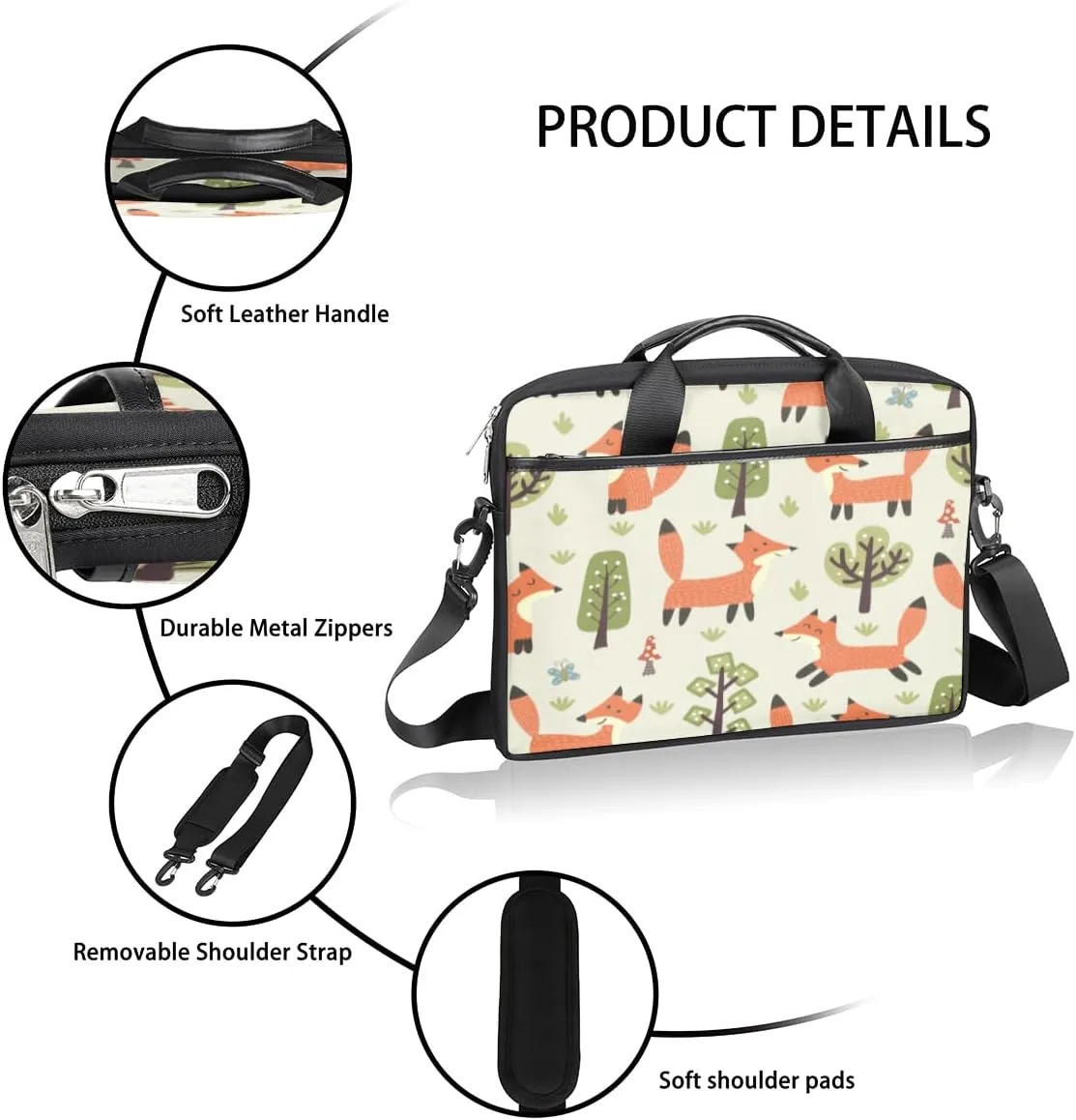 Flowers Laptop Bag for Women Men 13-15 Inch Computer Briefcase Bag Lightweight Notebook Shoulder Messenger Bag