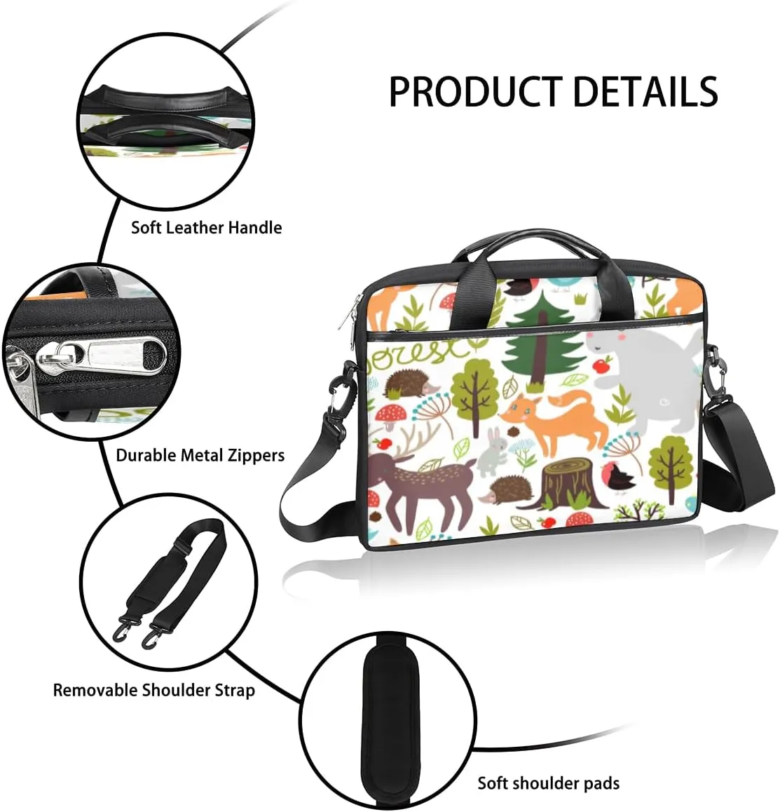 Flowers Laptop Bag for Women Men 13-15 Inch Computer Briefcase Bag Lightweight Notebook Shoulder Messenger Bag