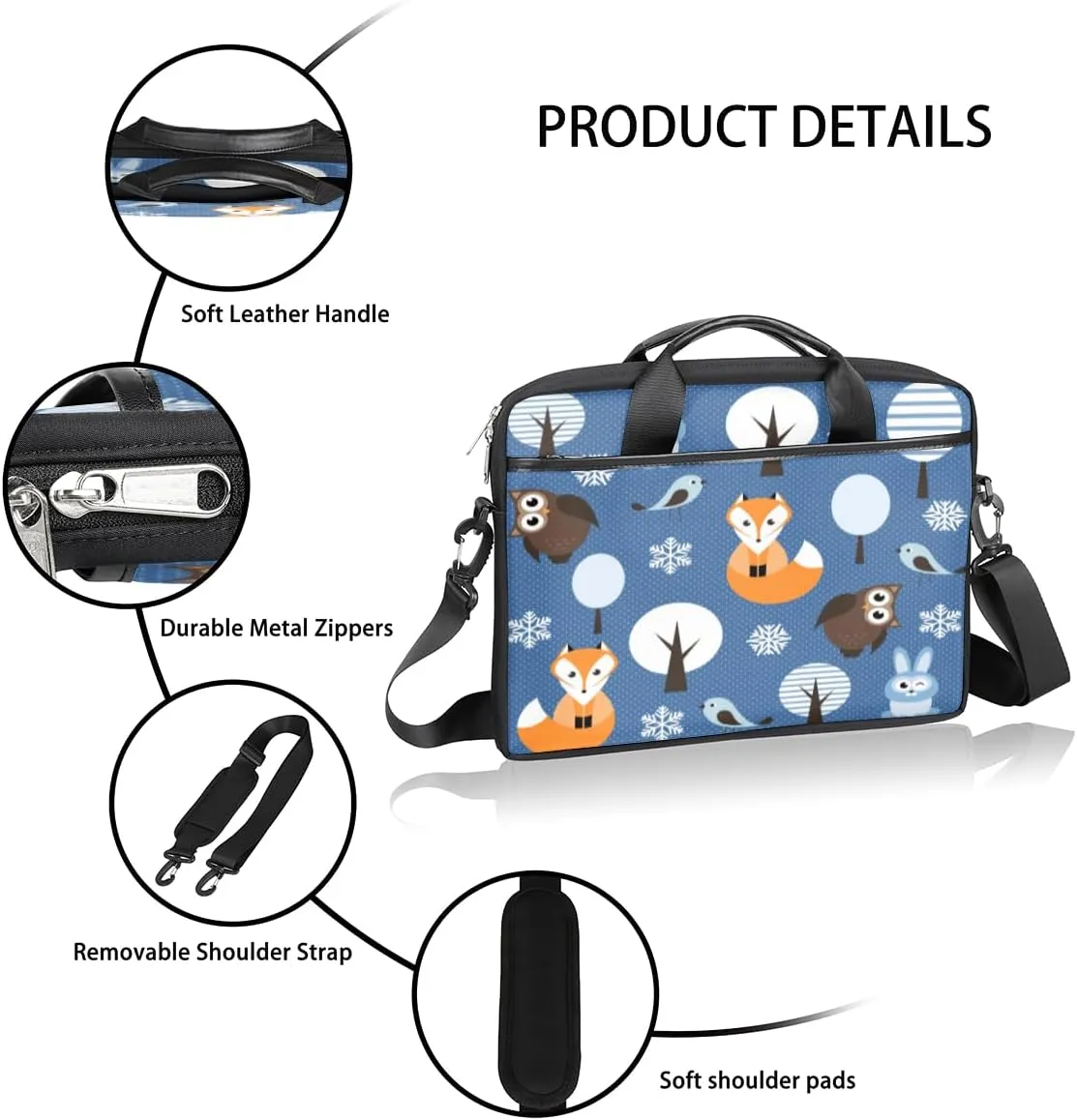 Flowers Laptop Bag for Women Men 13-15 Inch Computer Briefcase Bag Lightweight Notebook Shoulder Messenger Bag