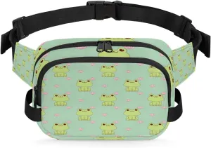 Frog Adorable Fanny Packs for Women Men Fashion Waist Packs Belt Bag Water-resistant Crossbody Bag Cute Frog Waist Pouch Waist Pack Hip Bum Bag for Hiking Casual Travel Cycling