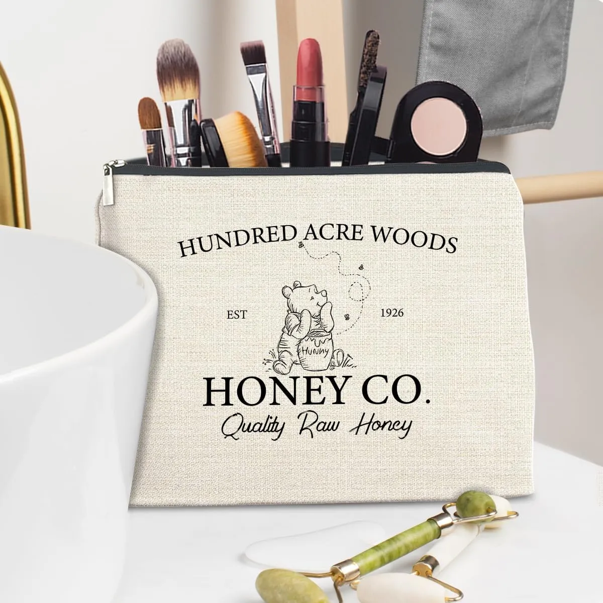 Funny Gifts for Women Makeup Bag, Winnie The Pooh Gifts for Women Friends BFF Coworker, Cute Cosmetic Travel Organizer Toiletry Bag
