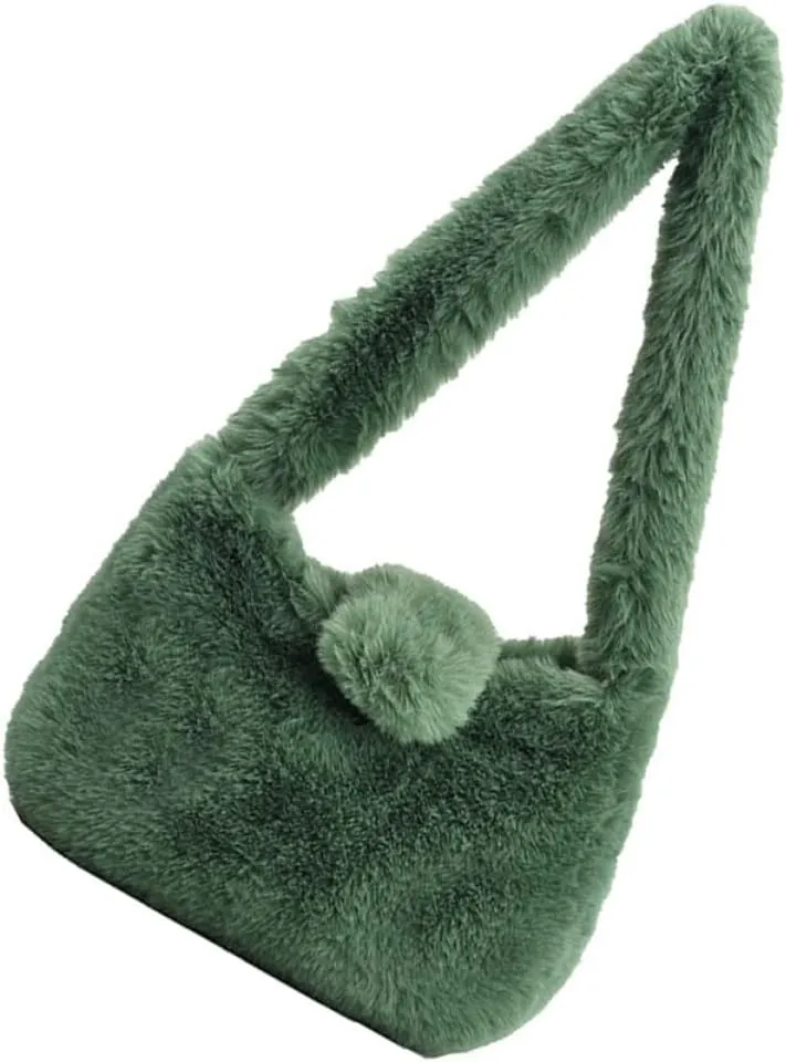 Gatuida Travel Shoulder Pouch for Women Plush Outdoor Storage Bag Stylish Single Shoulder Handbag for Daily Use