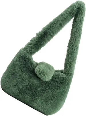 Gatuida Travel Shoulder Pouch for Women Plush Outdoor Storage Bag Stylish Single Shoulder Handbag for Daily Use