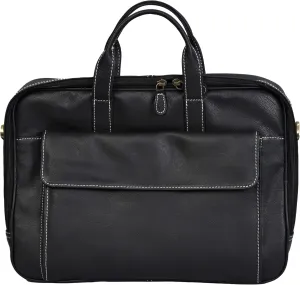 Genuine Leather 15.5 Inch Laptop Messenger Office Bags Business Travel Professional Pure Laptop Bag with Multiple Compartments Leather Bag for Men (Black)