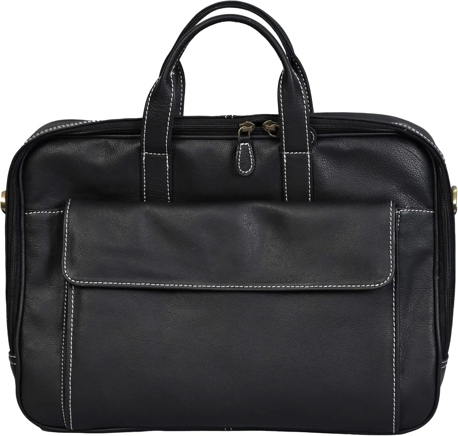Genuine Leather 15.5 Inch Laptop Messenger Office Bags Business Travel Professional Pure Laptop Bag with Multiple Compartments Leather Bag for Men (Black)