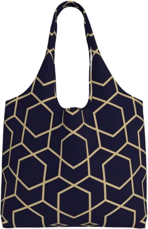 Geometric Lines Print Canvas Tote Bags,Reusable Cloth Bags For Shopping Beach Grocery Trendy