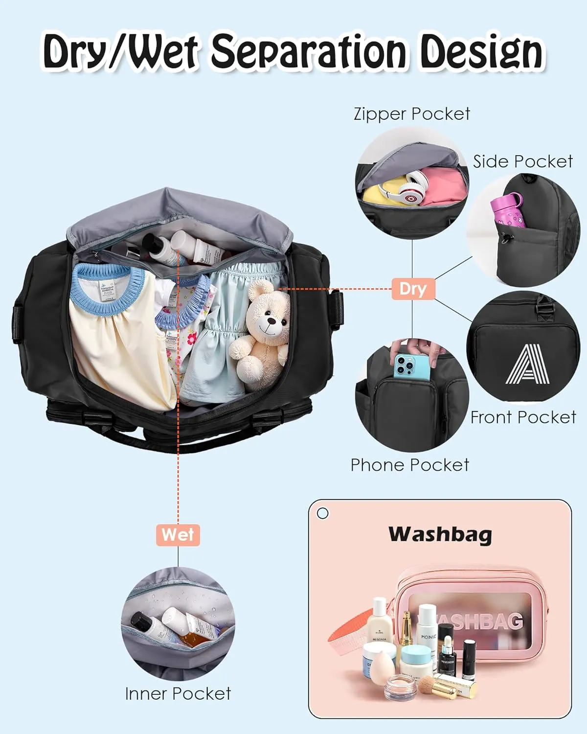 Gift for Kids, Daughter Gifts from Mom, Father, Girls Gifts for Kids Friends, Initial Gym Bag for Girls, Travel Duffel Bag