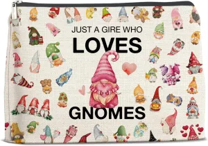 Gnomes Gifts for Women Makeup Bag, Gnome Gifts for Friends Bestie Birthday Christmas Cosmetic Travel Organizer Bag