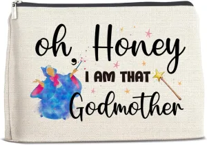 Godmother Gifts Makeup Bag, God Mother Proposal Gift, I'm That Godmother Cosmetic Travel Organizer Bag