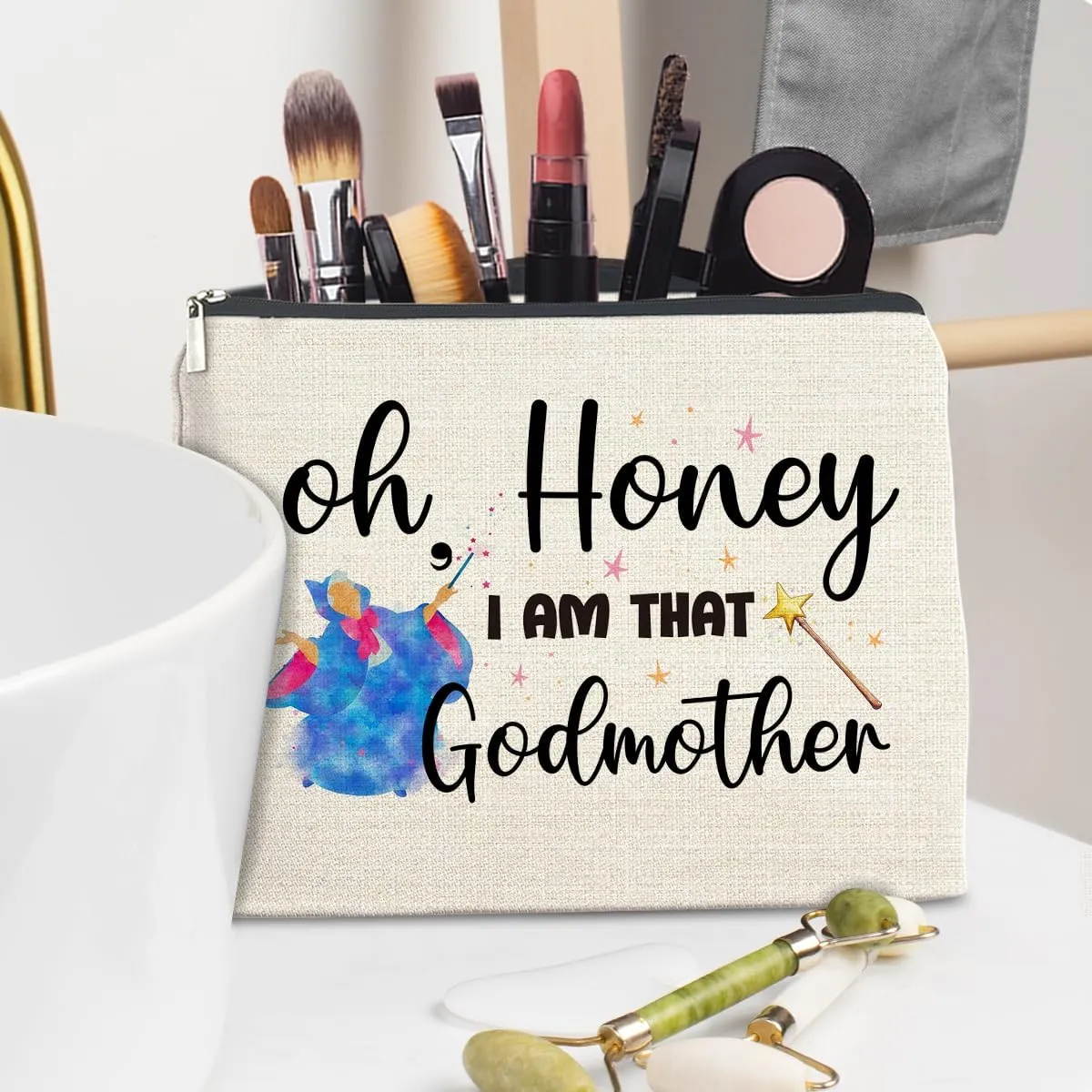 Godmother Gifts Makeup Bag, God Mother Proposal Gift, I'm That Godmother Cosmetic Travel Organizer Bag