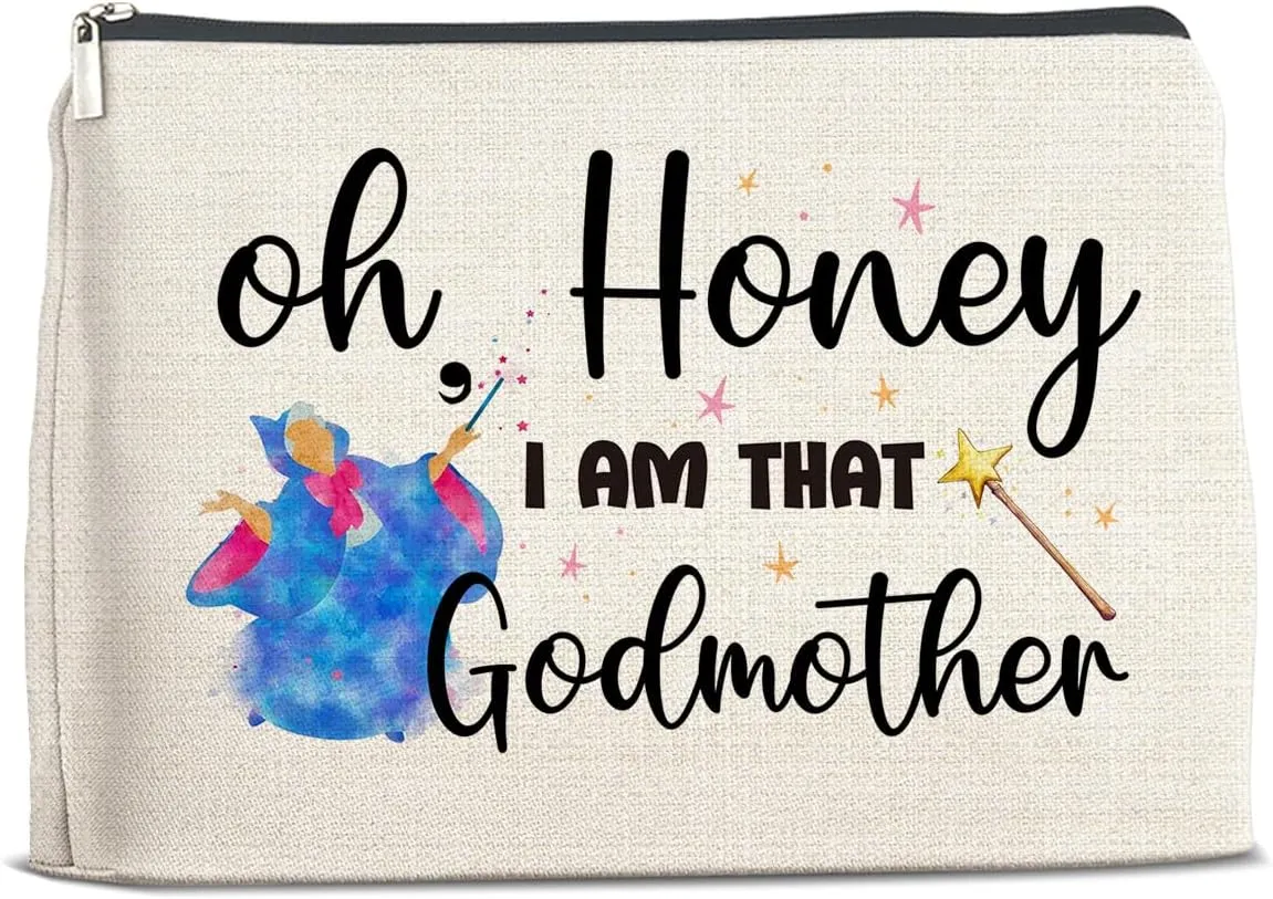 Godmother Gifts Makeup Bag, God Mother Proposal Gift, I'm That Godmother Cosmetic Travel Organizer Bag