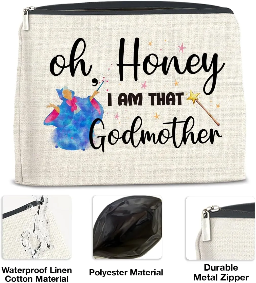 Godmother Gifts Makeup Bag, God Mother Proposal Gift, I'm That Godmother Cosmetic Travel Organizer Bag