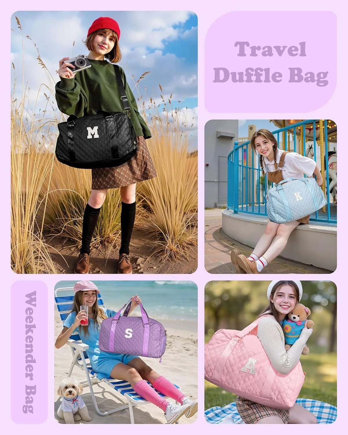 Gym Bag for Women, teen easter basket, Travel Duffle Bag, Girls Gifts, Personalized Weekender Bag, Overnight Bag Sleepover Bag Dance Bag, Girls Women Teacher Mom Gift