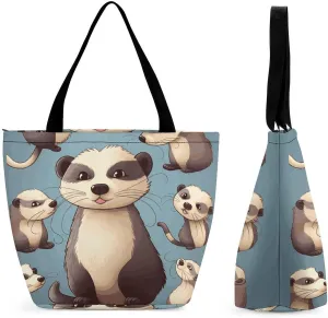 Hairy Ferret Shopping Bag for Ladies Reusable Shopping Bagstote Bag Stylish Waterproof Oxford Cloth Ladies Shoulder Bag for Work Shopping