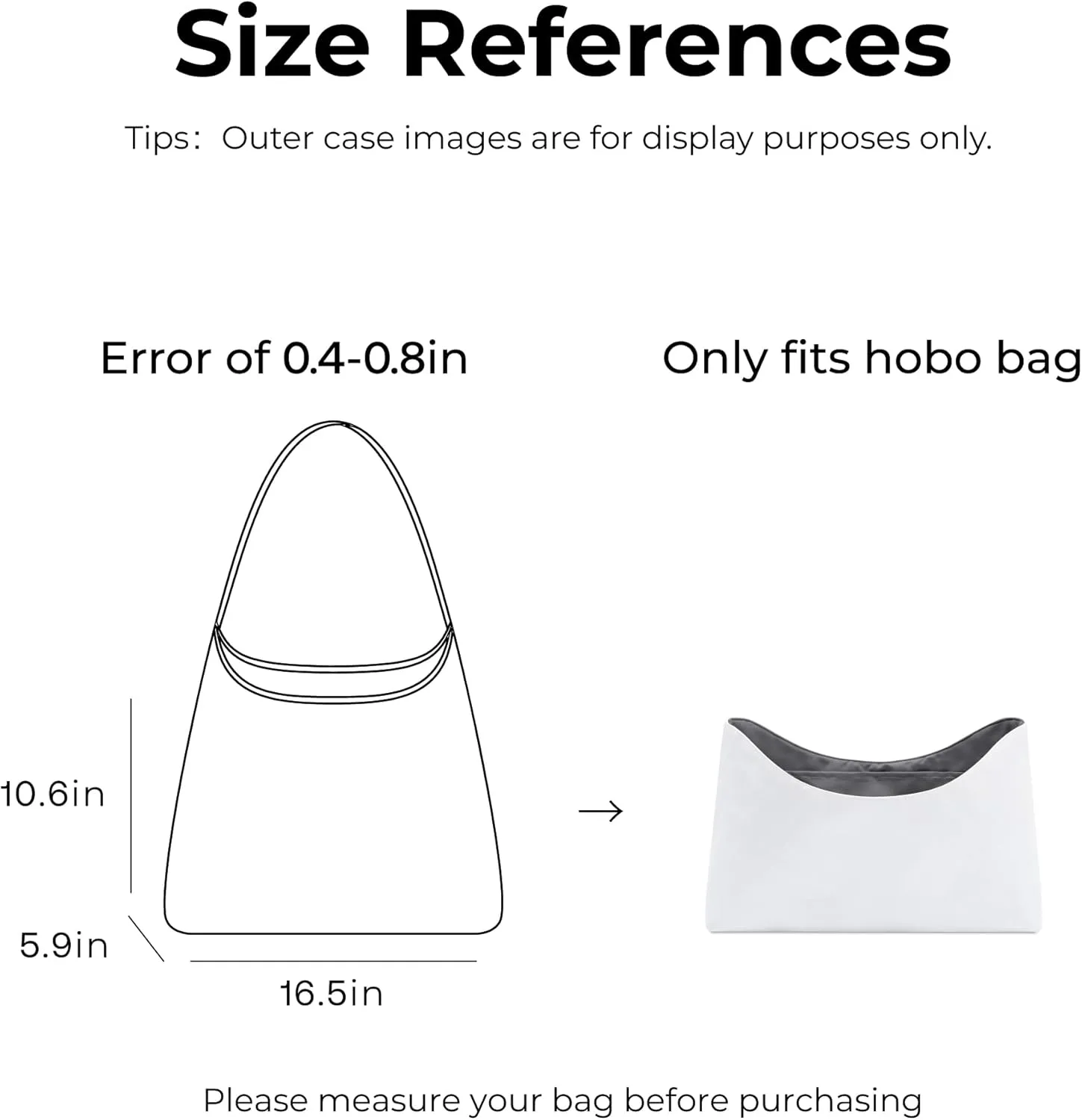 Handbag Organizer Insert for GOYARD Bohme Hobo Bag, Custom Fit Inside Premium Slate Gray Lightweight WaterResistant Purse Insert with Cup Holder Accessories