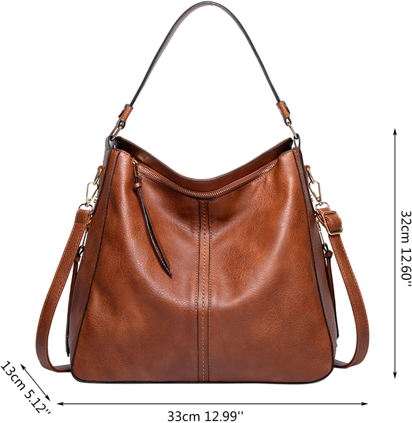 Handbags For Women Large Designer Ladies Bag Bucket Purse Faux Leather Purse Names Bags (Black, One Size)