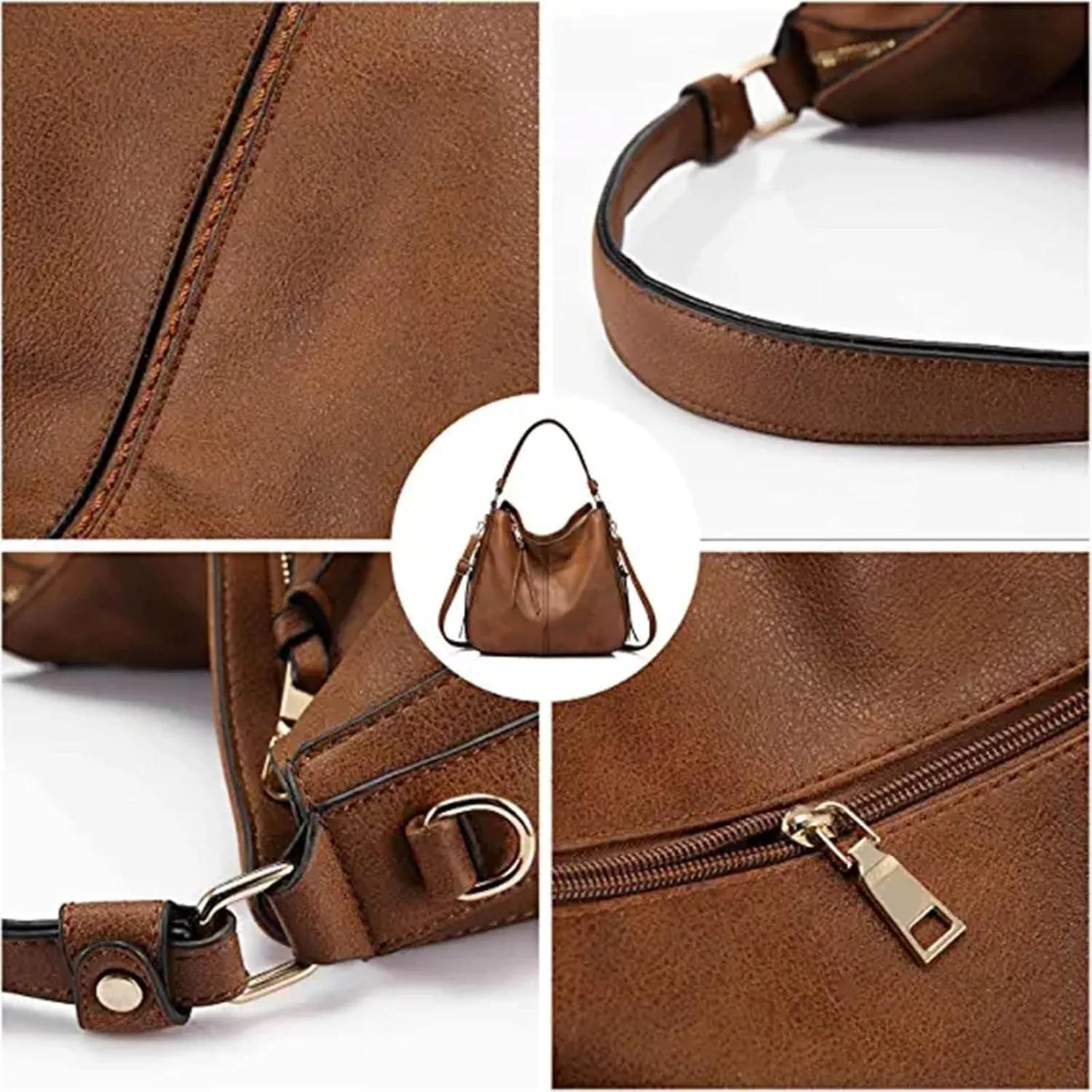 Handbags For Women Large Designer Ladies Bag Bucket Purse Faux Leather Purse Names Bags (Black, One Size)