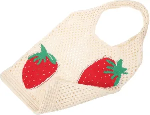 Handwoven Strawberry Tote Stylish Women's Purse Crochet Bag Large Capacity for Daily Use Outdoor Activities