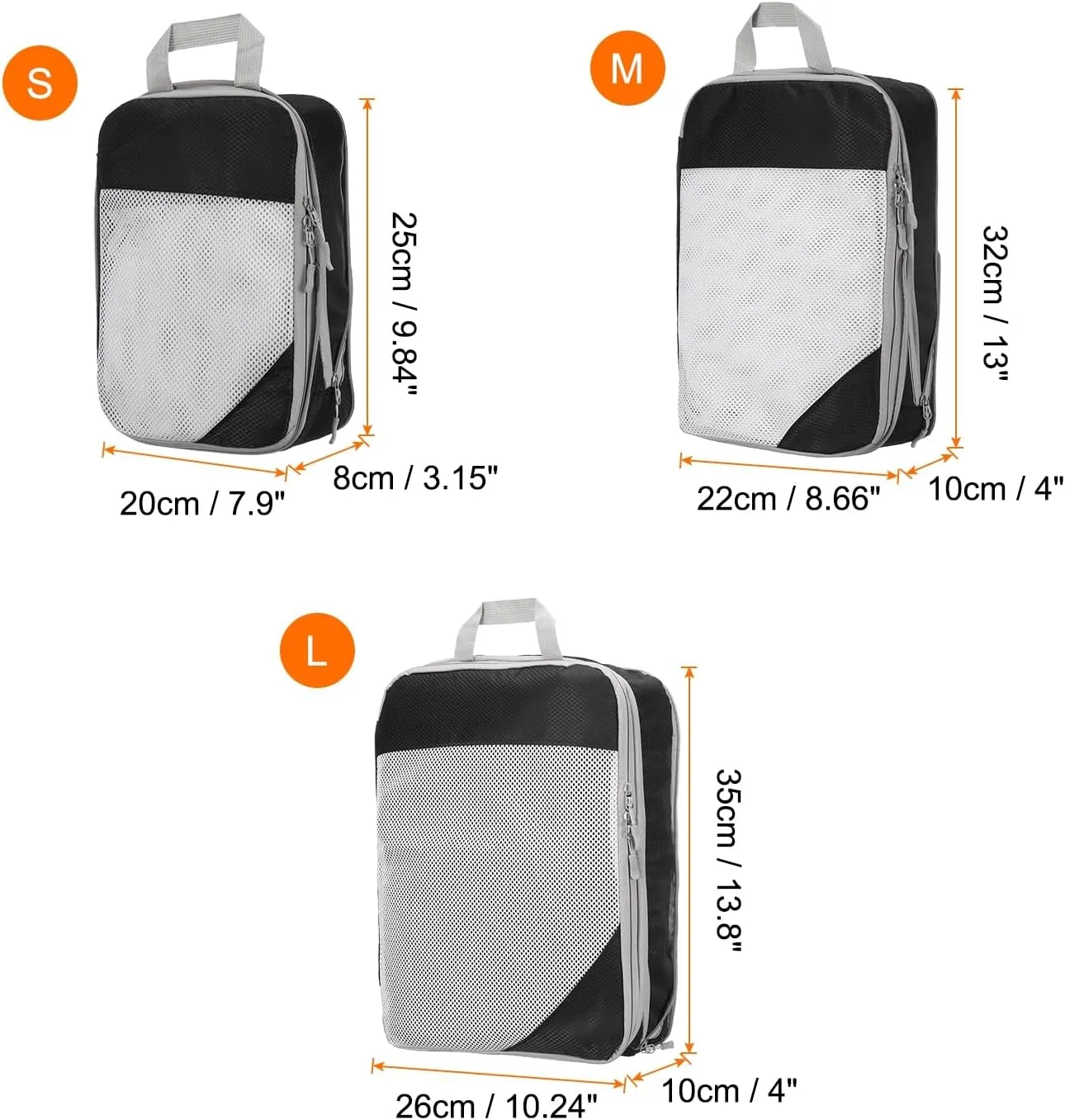 HARFINGTON 3pcs Compression Packing Cube for Suitcases Lightweight Luggage Organizers Bag Expandable Storage Travel Essentials Compression Bags for Carry on Suitcases, Black