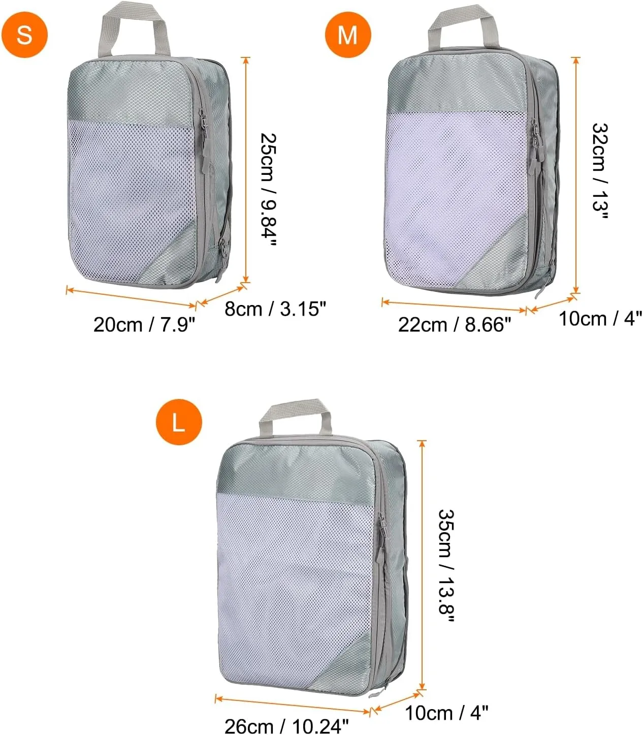 HARFINGTON 3pcs Compression Packing Cube for Suitcases Lightweight Luggage Organizers Bag Expandable Storage Travel Essentials Compression Bags for Carry on Suitcases, Grey