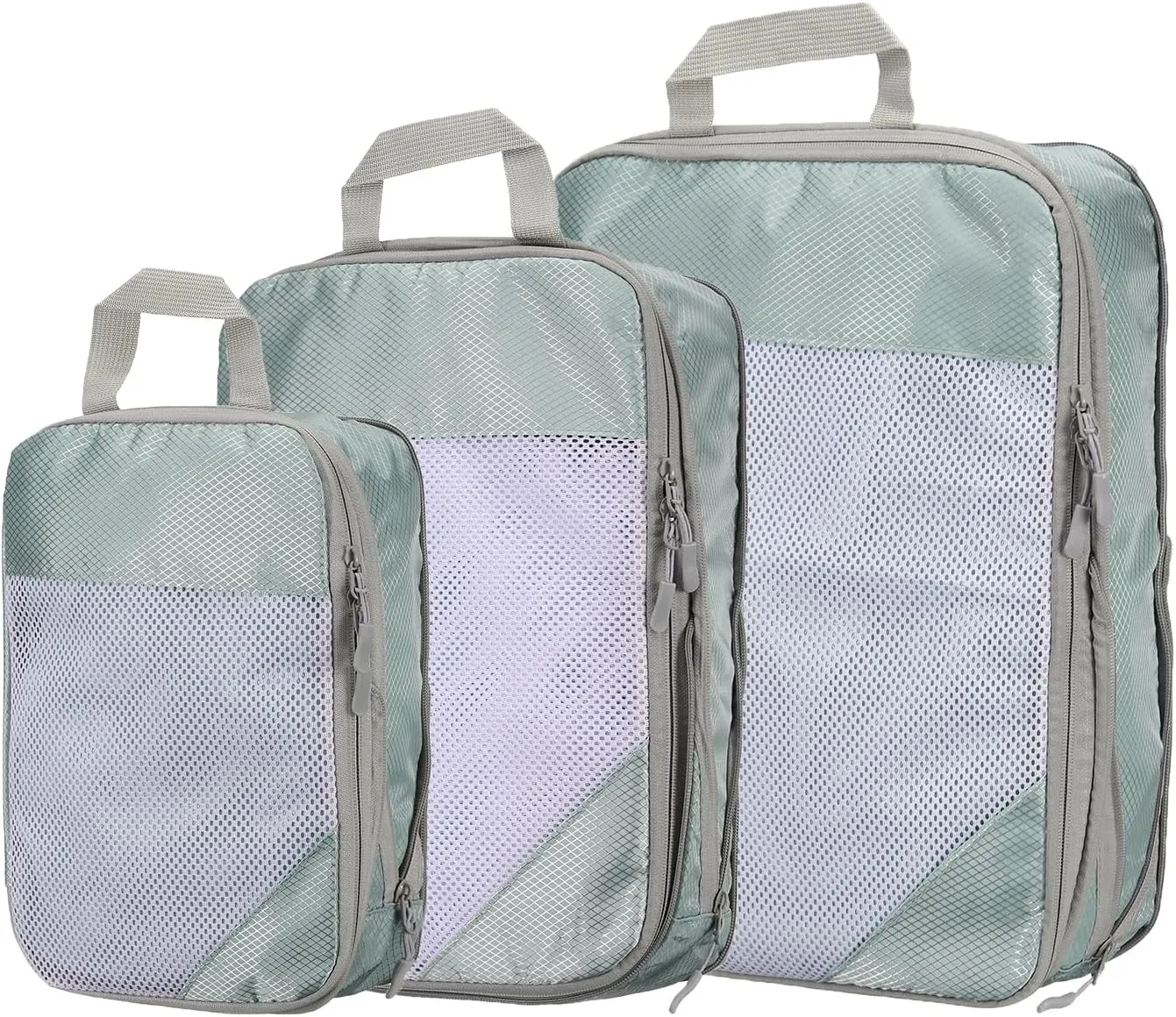 HARFINGTON 3pcs Compression Packing Cube for Suitcases Lightweight Luggage Organizers Bag Expandable Storage Travel Essentials Compression Bags for Carry on Suitcases, Grey