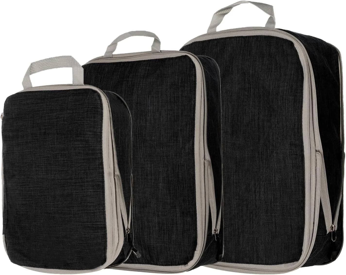 HARFINGTON 3pcs Compression Packing Cube for Suitcases Lightweight Luggage Organizers Bag Travel Essentials Compression Bags for Carry on Suitcases, Frosted Black