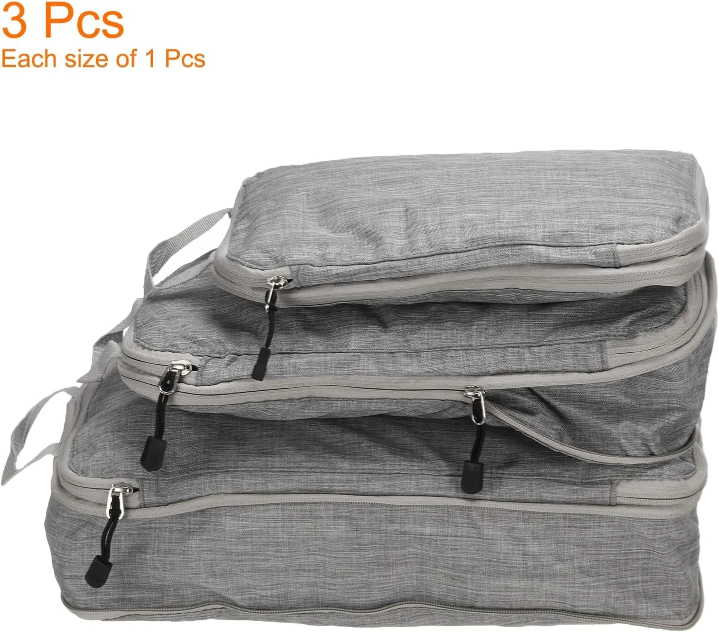 HARFINGTON 3pcs Compression Packing Cube for Suitcases Lightweight Luggage Organizers Bag Travel Essentials Compression Bags for Carry on Suitcases, Frosted Grey